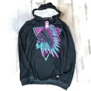 Freshhoods Men's Graphic Indigenous Hoodie Chief Skull with Headdress Size XXL